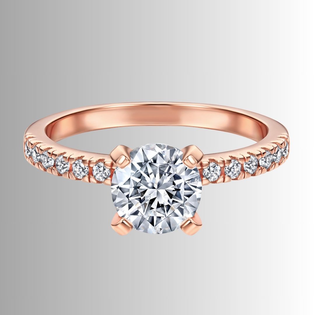 Women's Solitaire Ring with Pavé Band Detail