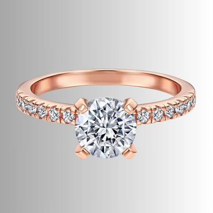 Women's Solitaire Ring with Pavé Band Detail
