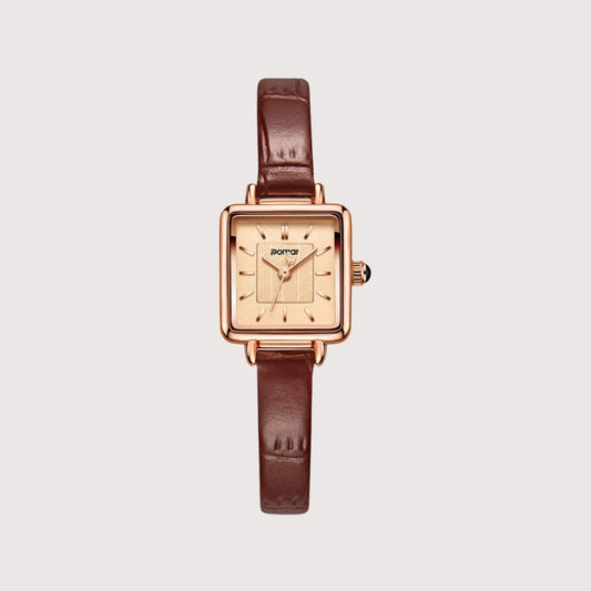 Women's Square Dial Watch with Leather Strap