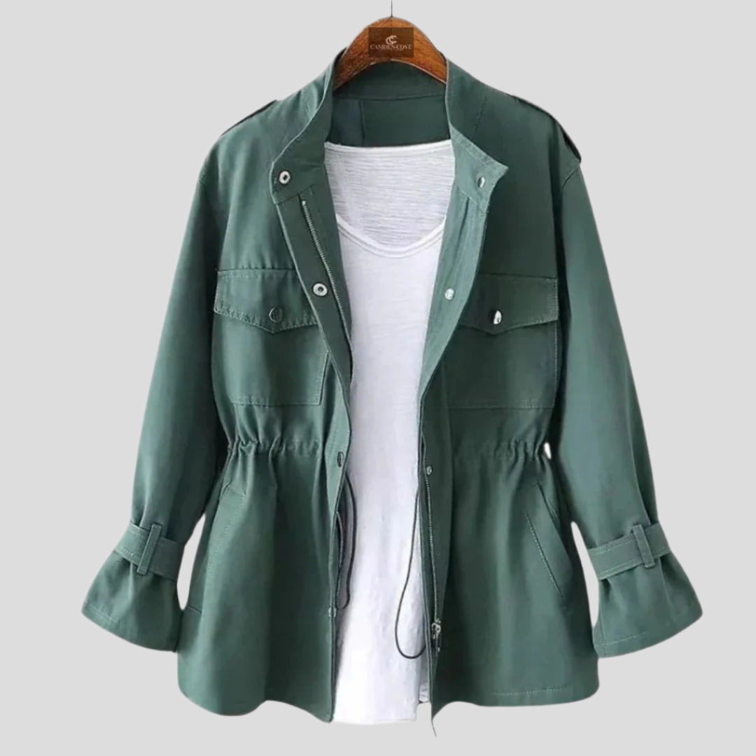 Women Drawstring Waist Utility Jacket