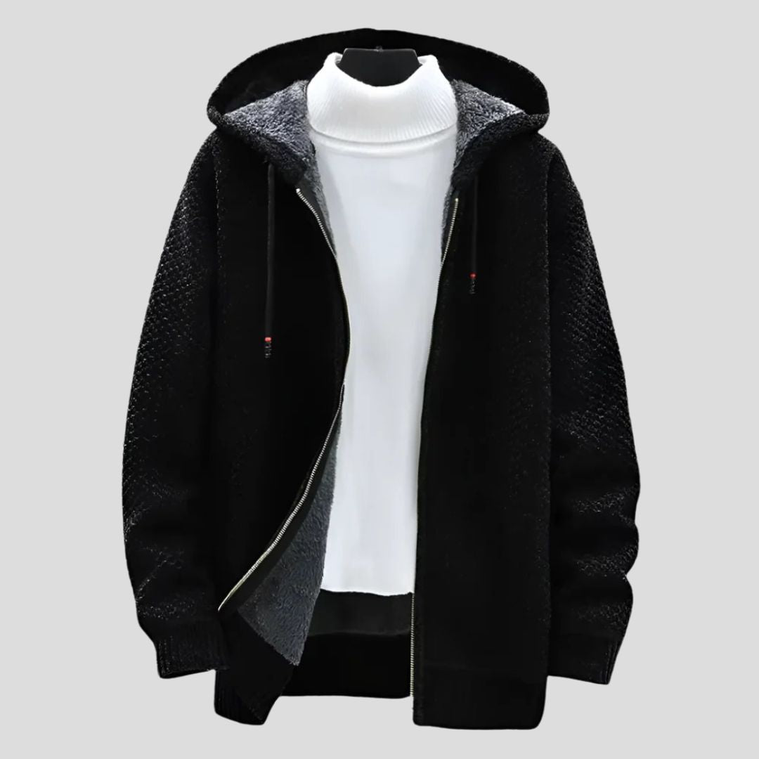 Men's Patterned Zip-Up Hooded Jacket