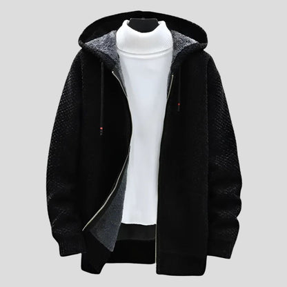 Men's Patterned Zip-Up Hooded Jacket
