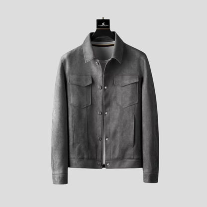 Structured Suede Button-Up Jacket