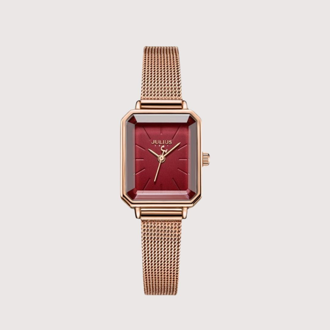 Women's Rectangular Dial Watch with Mesh Strap
