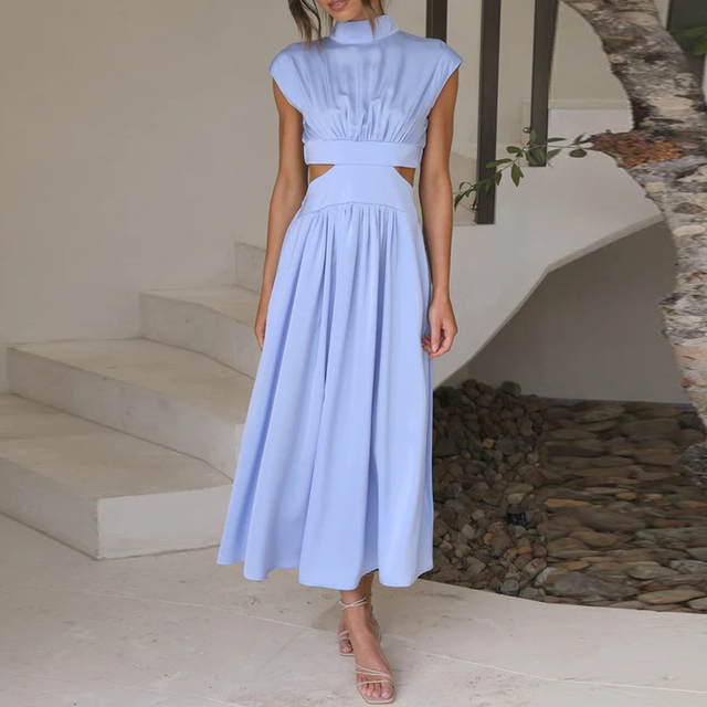 High Neck Cutout Midi Dress