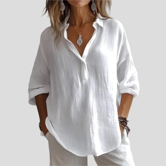 Women Relaxed Button-Collar Blouse