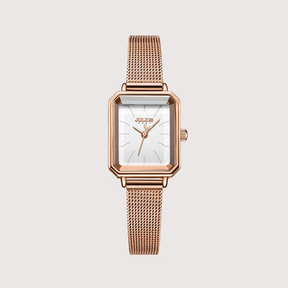 Women's Rectangular Dial Watch with Mesh Strap