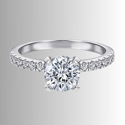 Women's Solitaire Ring with Pavé Band Detail