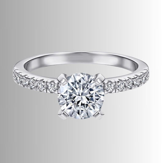 Women's Solitaire Ring with Pavé Band Detail