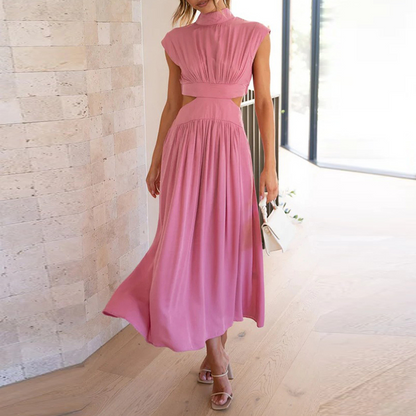 High Neck Cutout Midi Dress