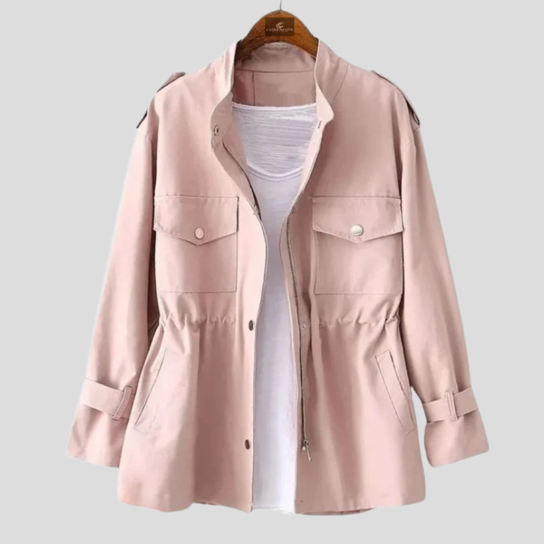 Women Drawstring Waist Utility Jacket