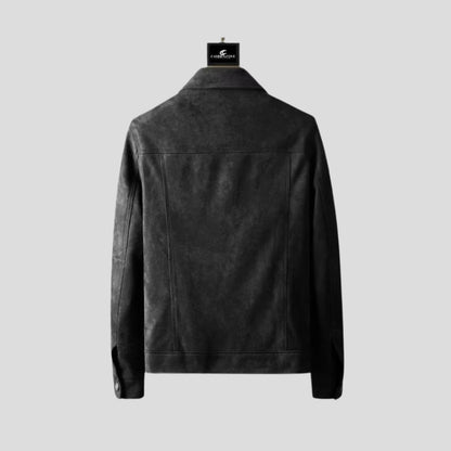 Structured Suede Button-Up Jacket