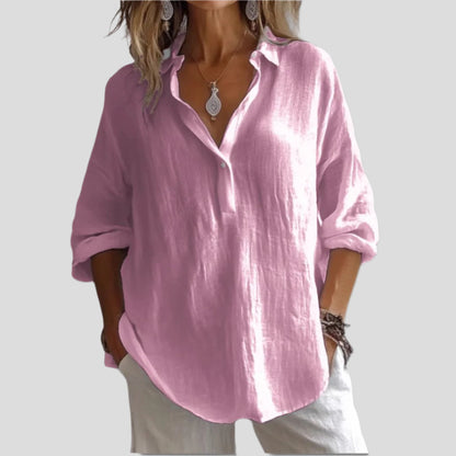 Women Relaxed Button-Collar Blouse