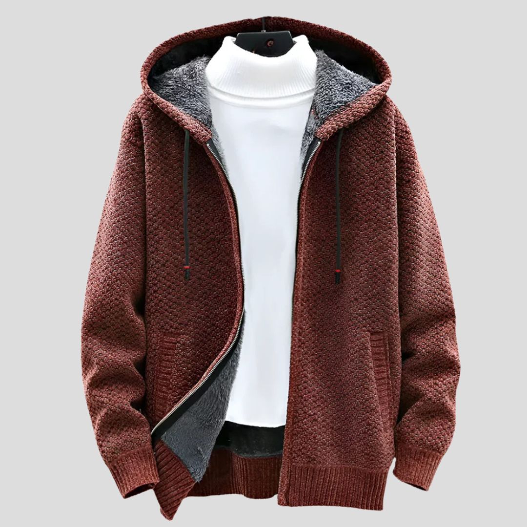 Men's Patterned Zip-Up Hooded Jacket