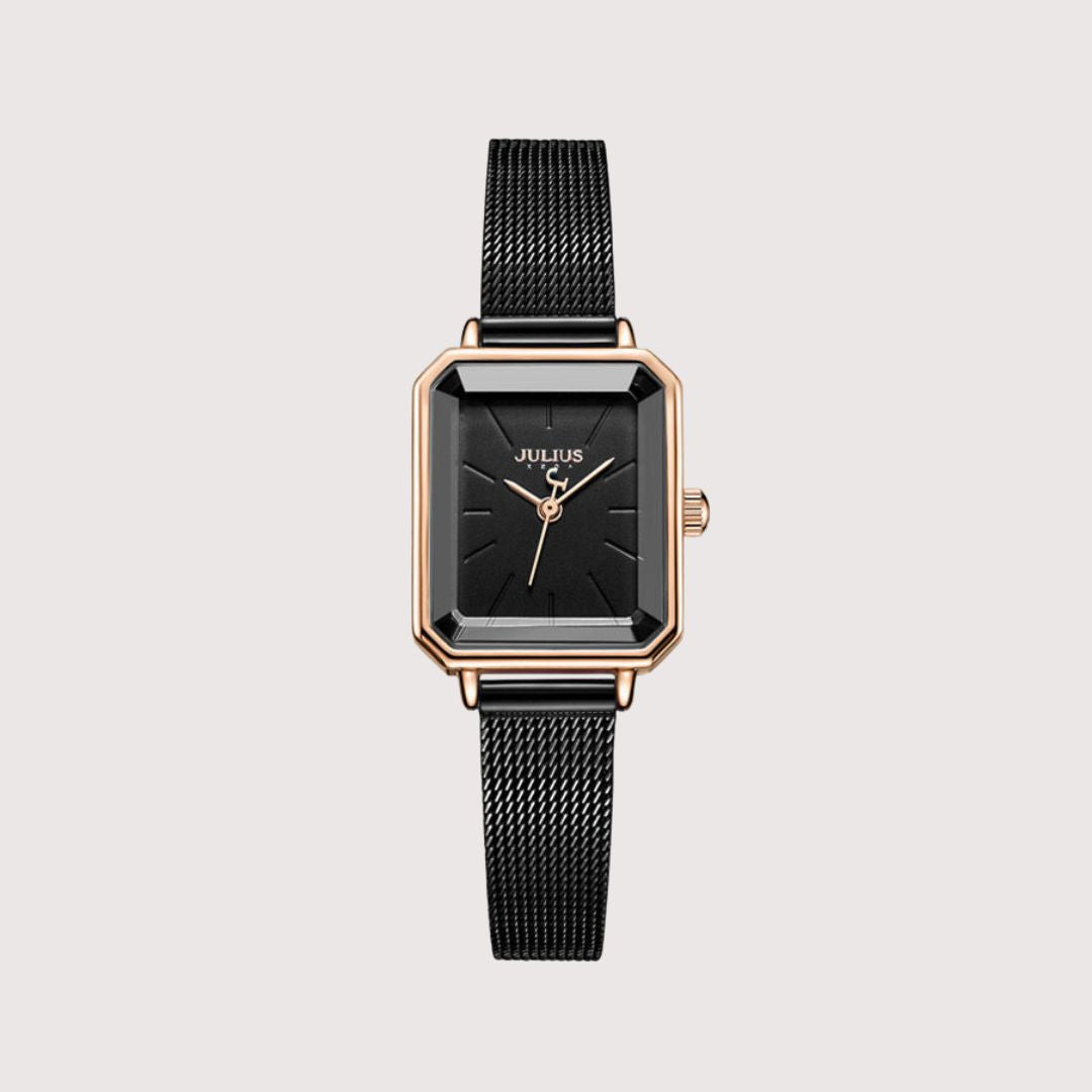 Women's Rectangular Dial Watch with Mesh Strap