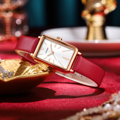 Women's Rectangular Dial Watch with Smooth Strap