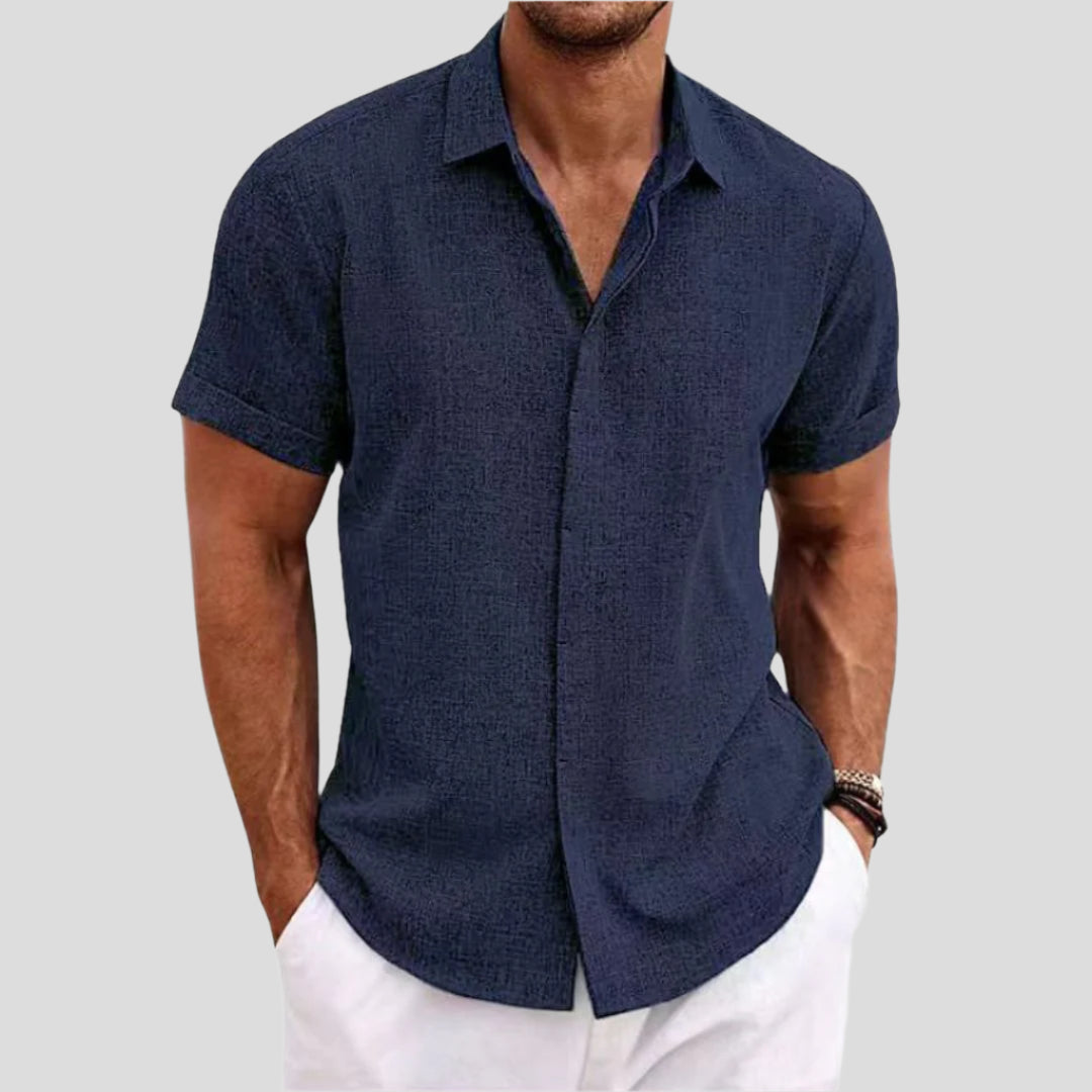 Men's Short Sleeve Button-Up Casual Shirt