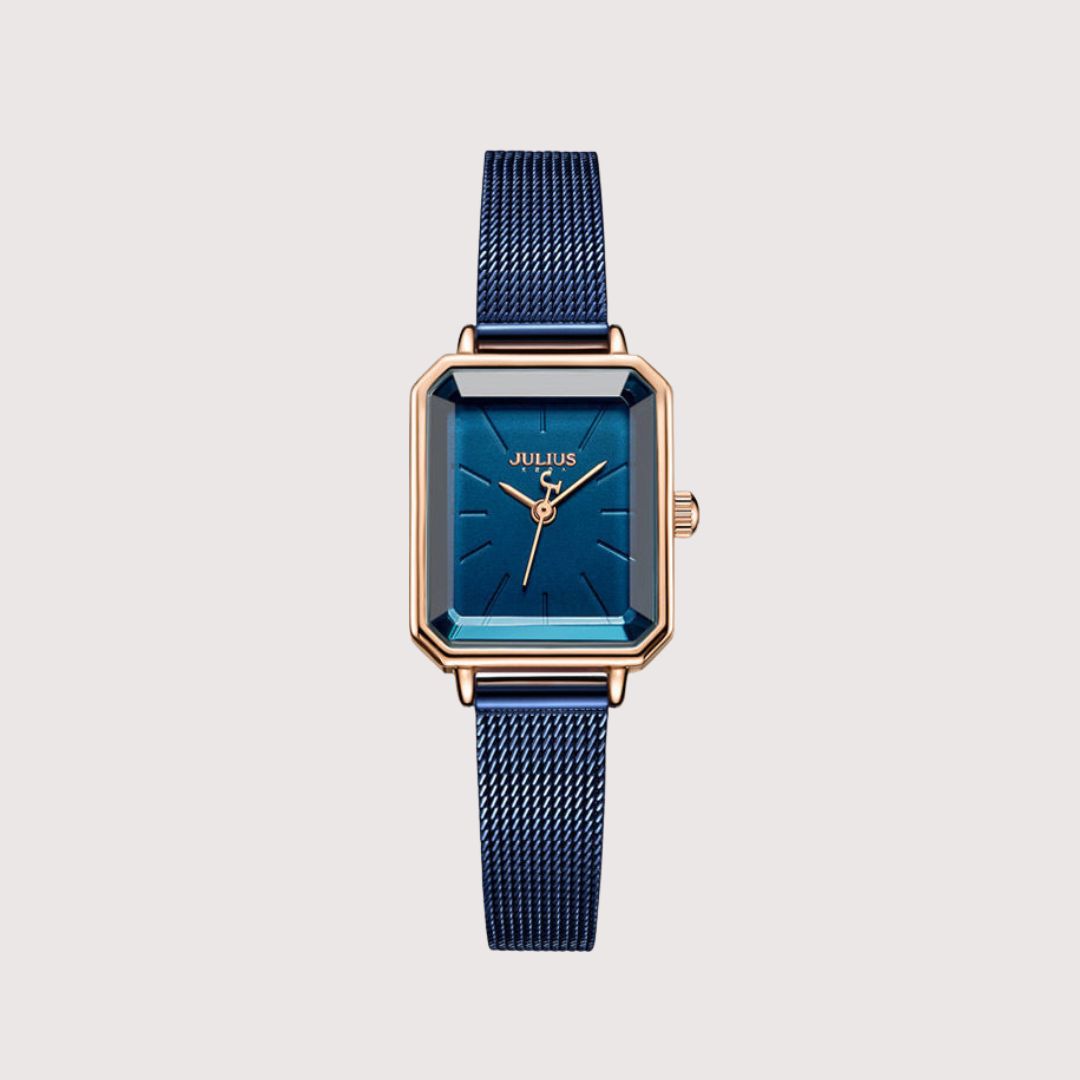 Women's Rectangular Dial Watch with Mesh Strap