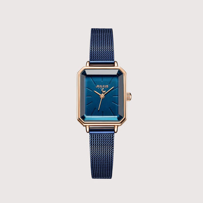 Women's Rectangular Dial Watch with Mesh Strap