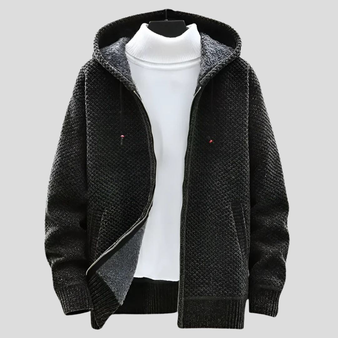 Men's Patterned Zip-Up Hooded Jacket