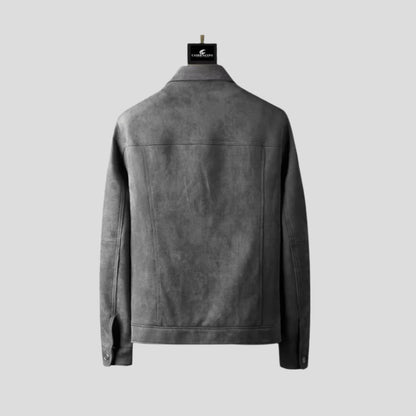 Structured Suede Button-Up Jacket