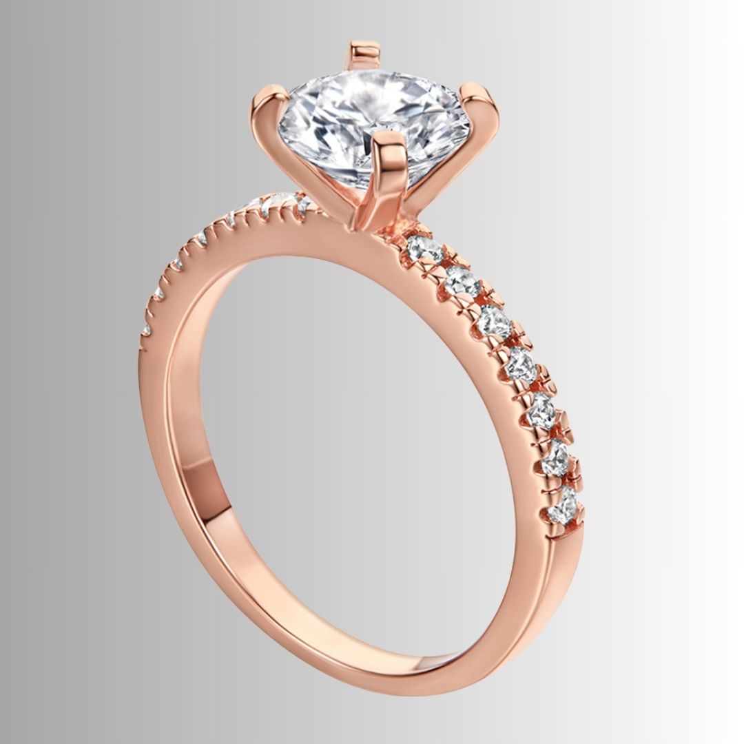 Women's Solitaire Ring with Pavé Band Detail