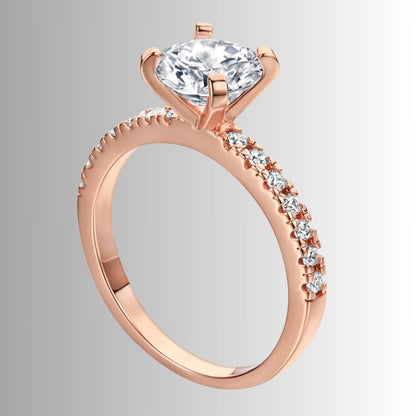 Women's Solitaire Ring with Pavé Band Detail