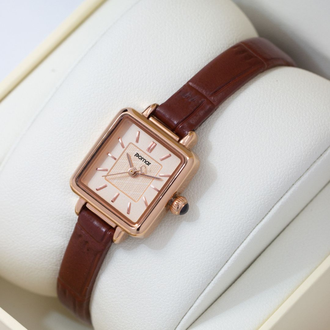 Women's Square Dial Watch with Leather Strap