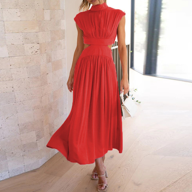 High Neck Cutout Midi Dress
