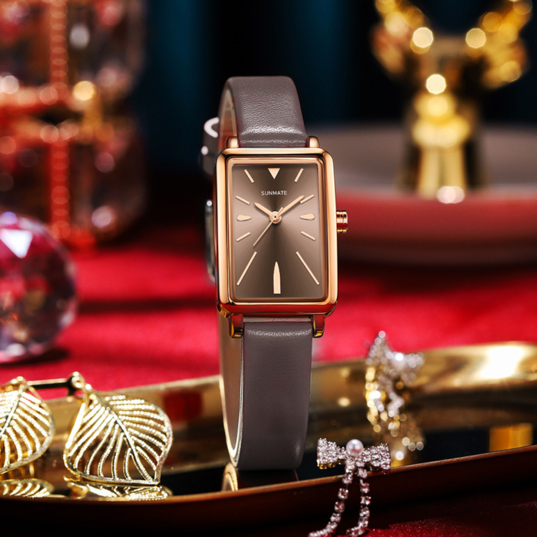 Women's Rectangular Dial Watch with Smooth Strap