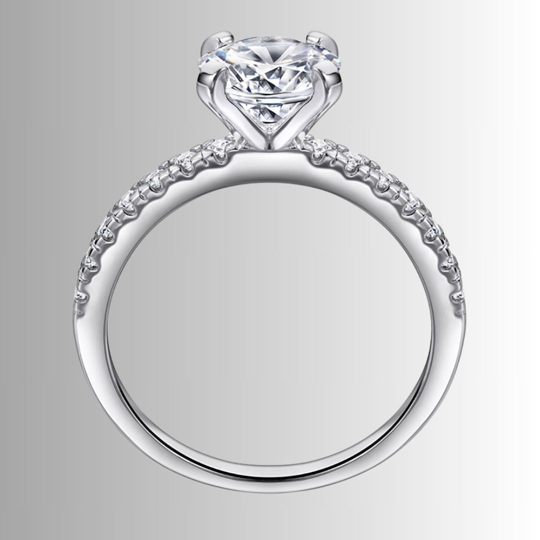 Women's Solitaire Ring with Pavé Band Detail