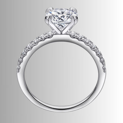 Women's Solitaire Ring with Pavé Band Detail