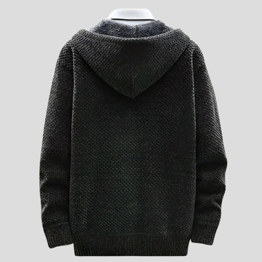 Men's Patterned Zip-Up Hooded Jacket