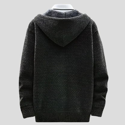 Men's Patterned Zip-Up Hooded Jacket