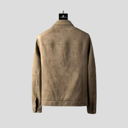 Structured Suede Button-Up Jacket