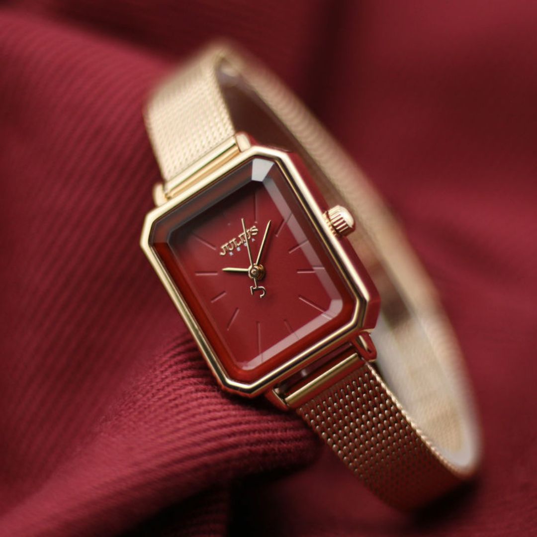 Women's Rectangular Dial Watch with Mesh Strap