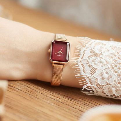Women's Rectangular Dial Watch with Mesh Strap