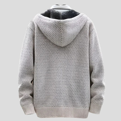 Men's Patterned Zip-Up Hooded Jacket
