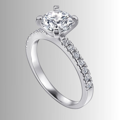 Women's Solitaire Ring with Pavé Band Detail