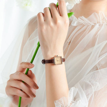 Women's Square Face Watch with Textured Strap