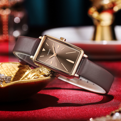 Women's Rectangular Dial Watch with Smooth Strap