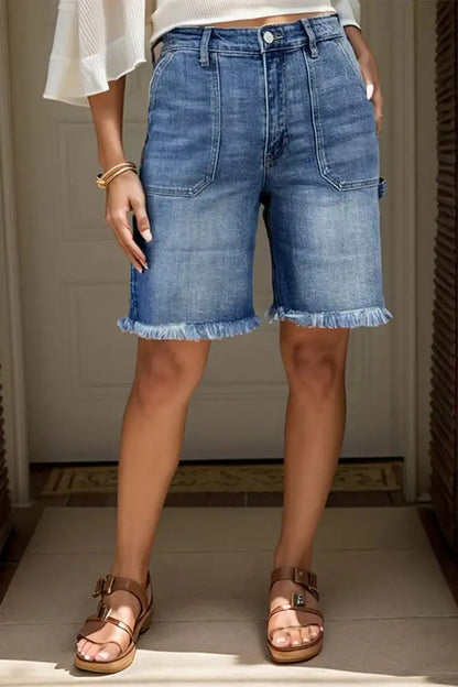 Straight-Cut Denim Shorts