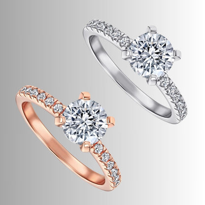 Women's Solitaire Ring with Pavé Band Detail