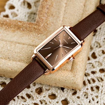 Women's Rectangular Dial Watch with Smooth Strap