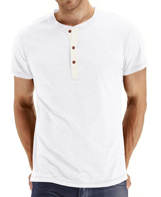 Short-Sleeve Henley Top with Three-Button Detail