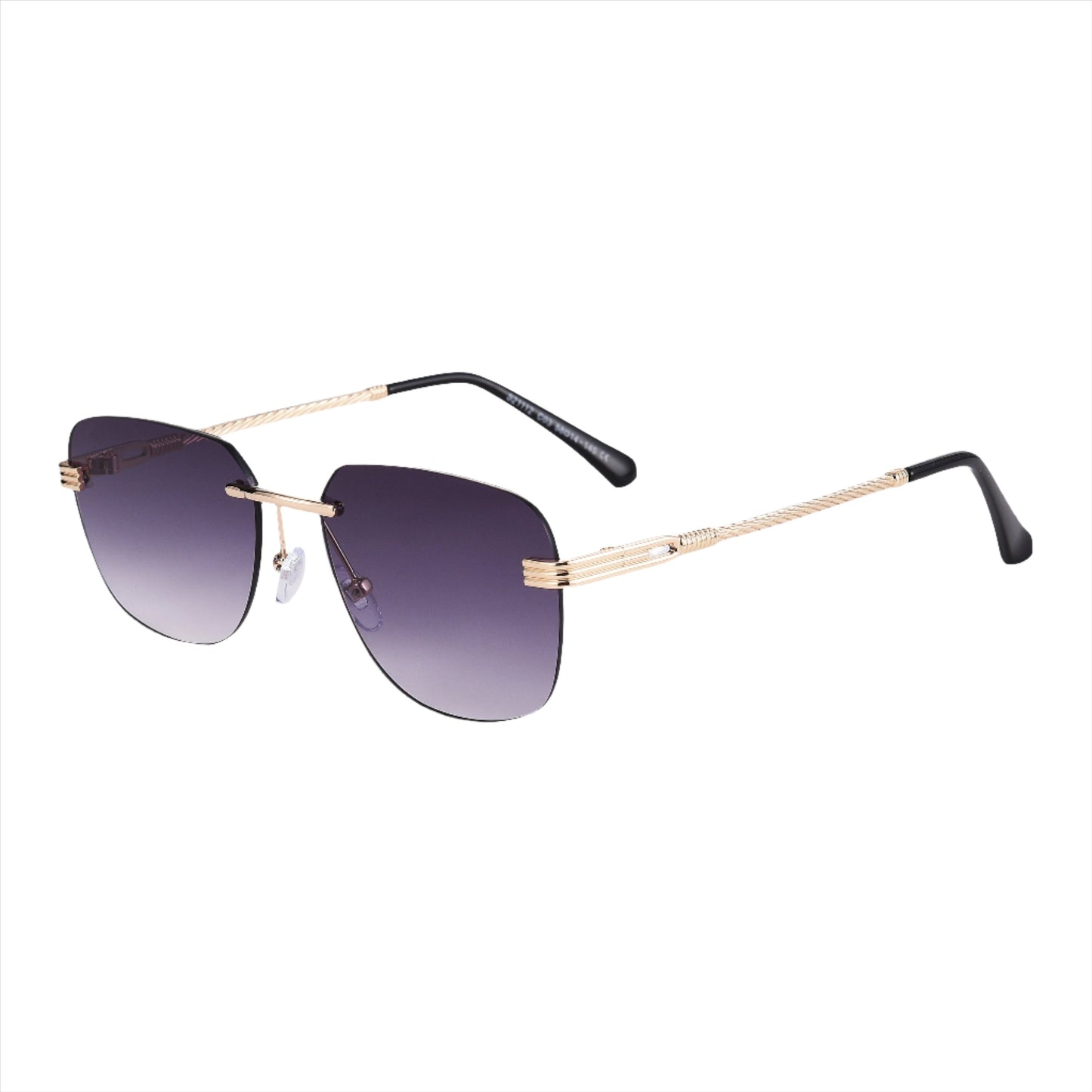 Rimless Square Sunglasses with Metal Frame and Gradient Lenses