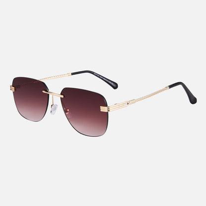 Rimless Square Sunglasses with Metal Frame and Gradient Lenses