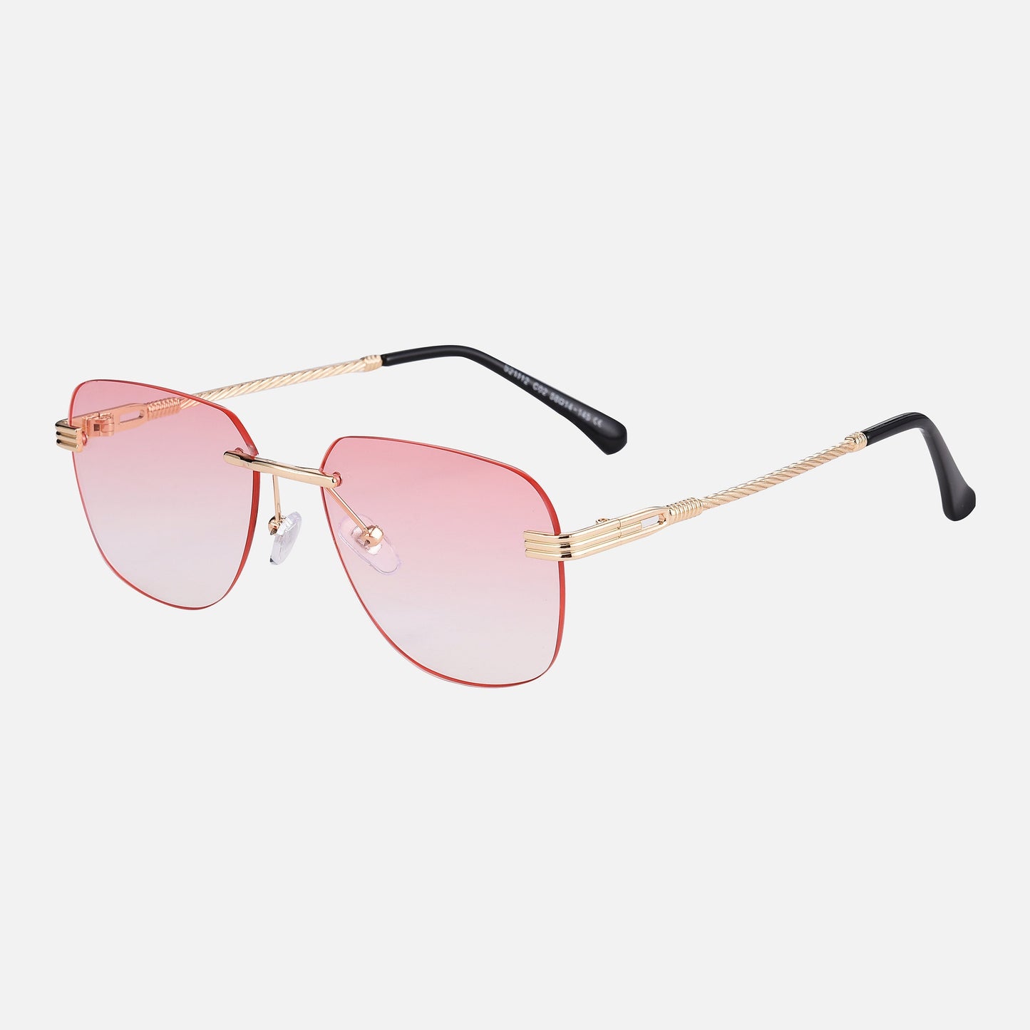 Rimless Square Sunglasses with Metal Frame and Gradient Lenses