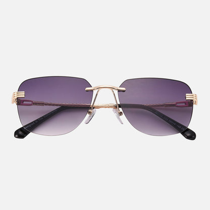 Rimless Square Sunglasses with Metal Frame and Gradient Lenses