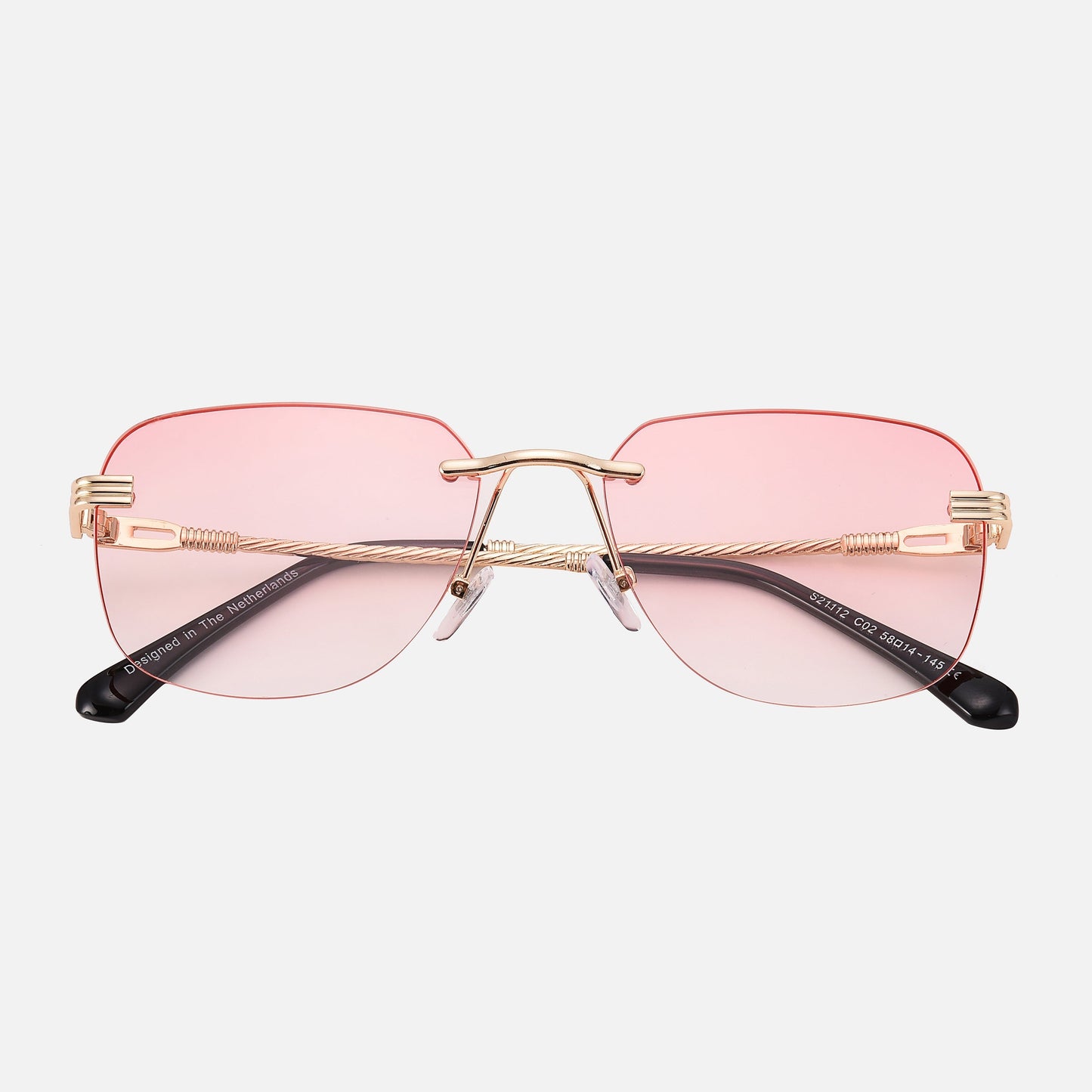 Rimless Square Sunglasses with Metal Frame and Gradient Lenses